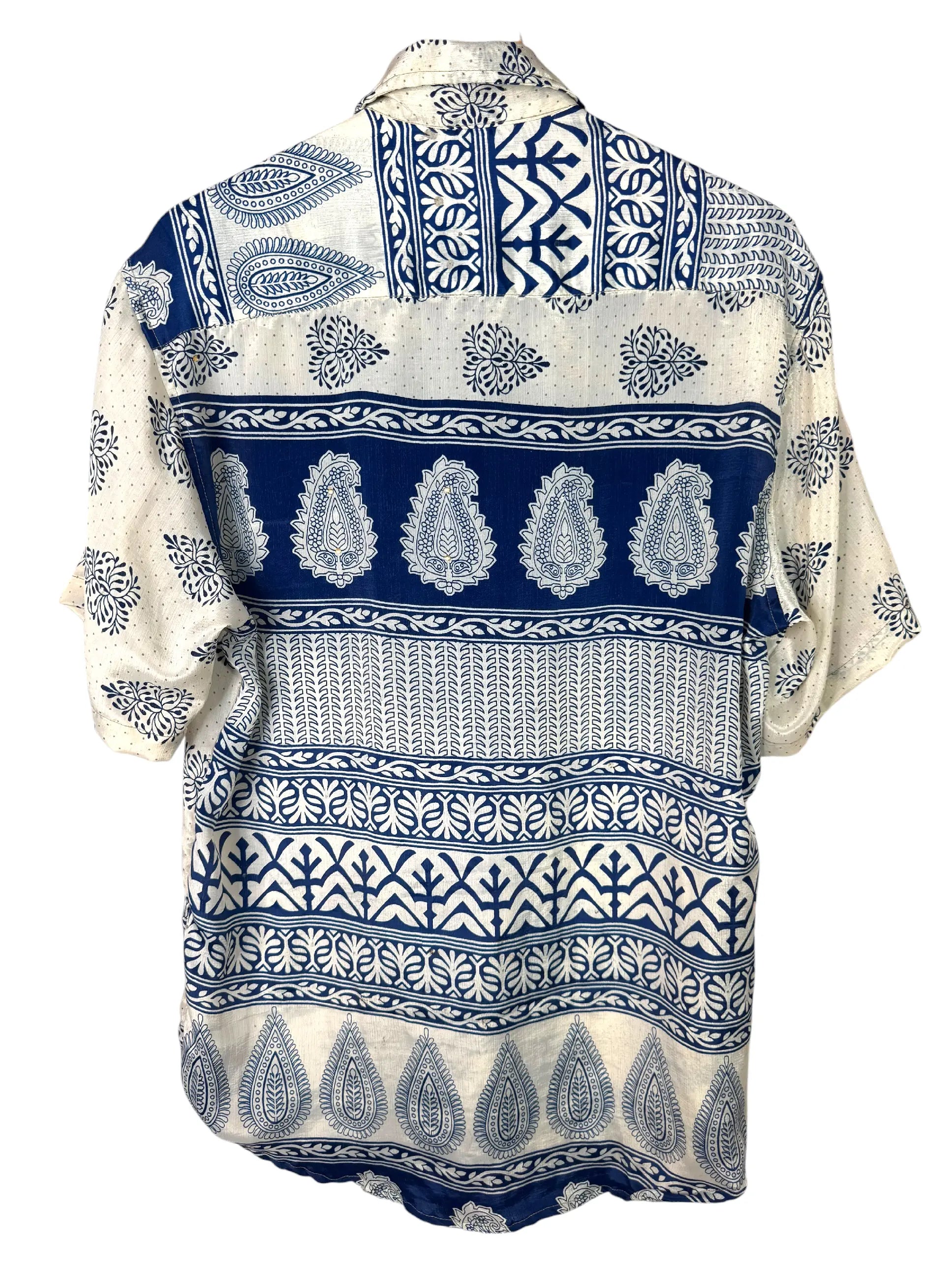 Camicia Etnica Sari Paisley Blu Indaco - Taglia L CAMICIE PARTICOLARI