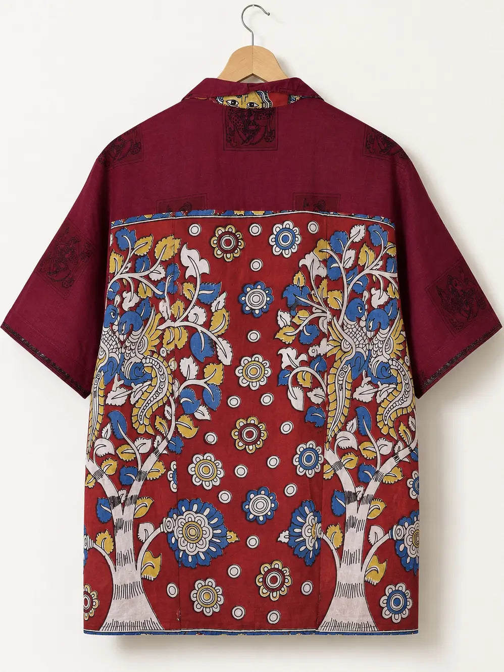 Camicia Sari Block Print Fucsia Pannelli Mitologici Unisex - Taglia M CAMICIE PARTICOLARI