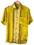 Camicia Etnica Gialla Geometrica - Sari Upcycled - Taglia M