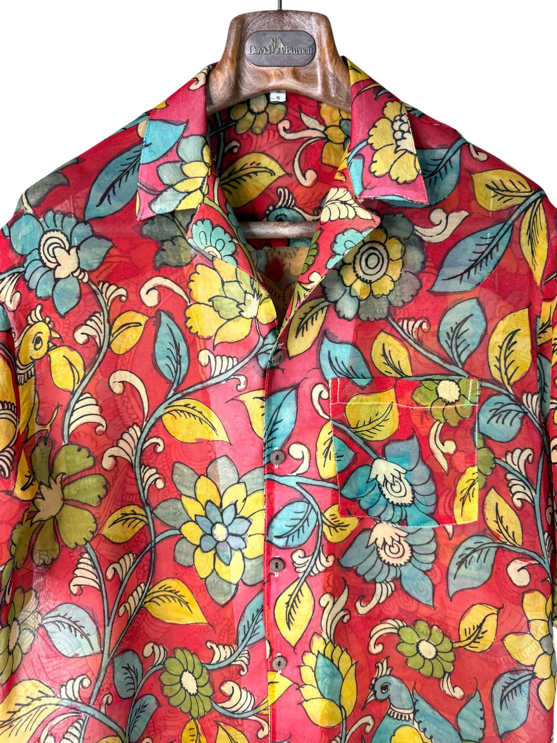 Camicia Etnica Seta Tussar Organza Krishna Fiori - Tg S