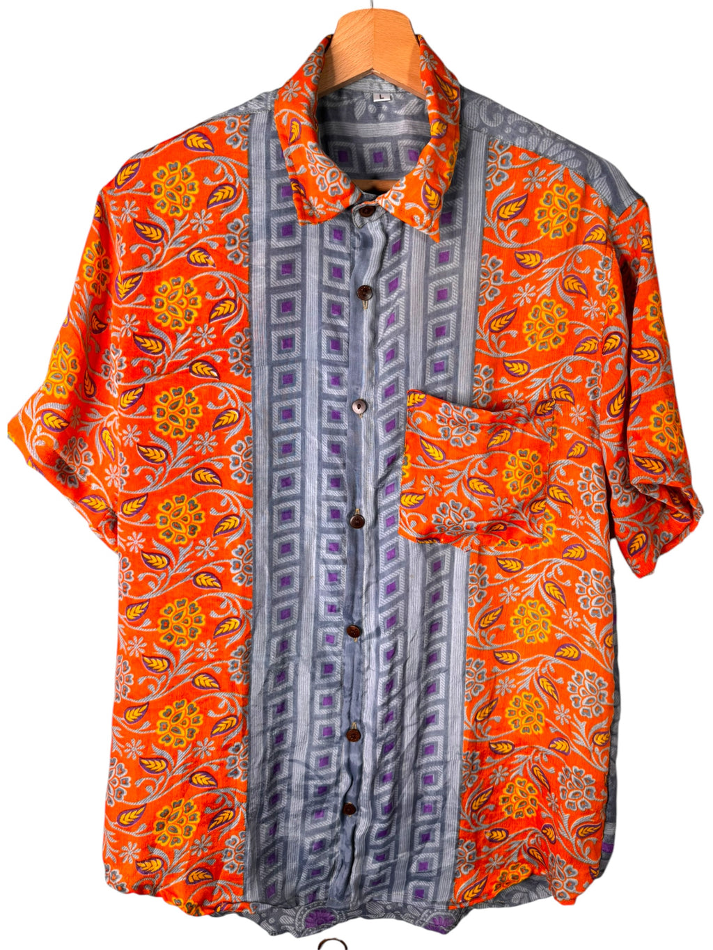 Camicia Particolare Arancio Grigio - Sari - Taglia L
