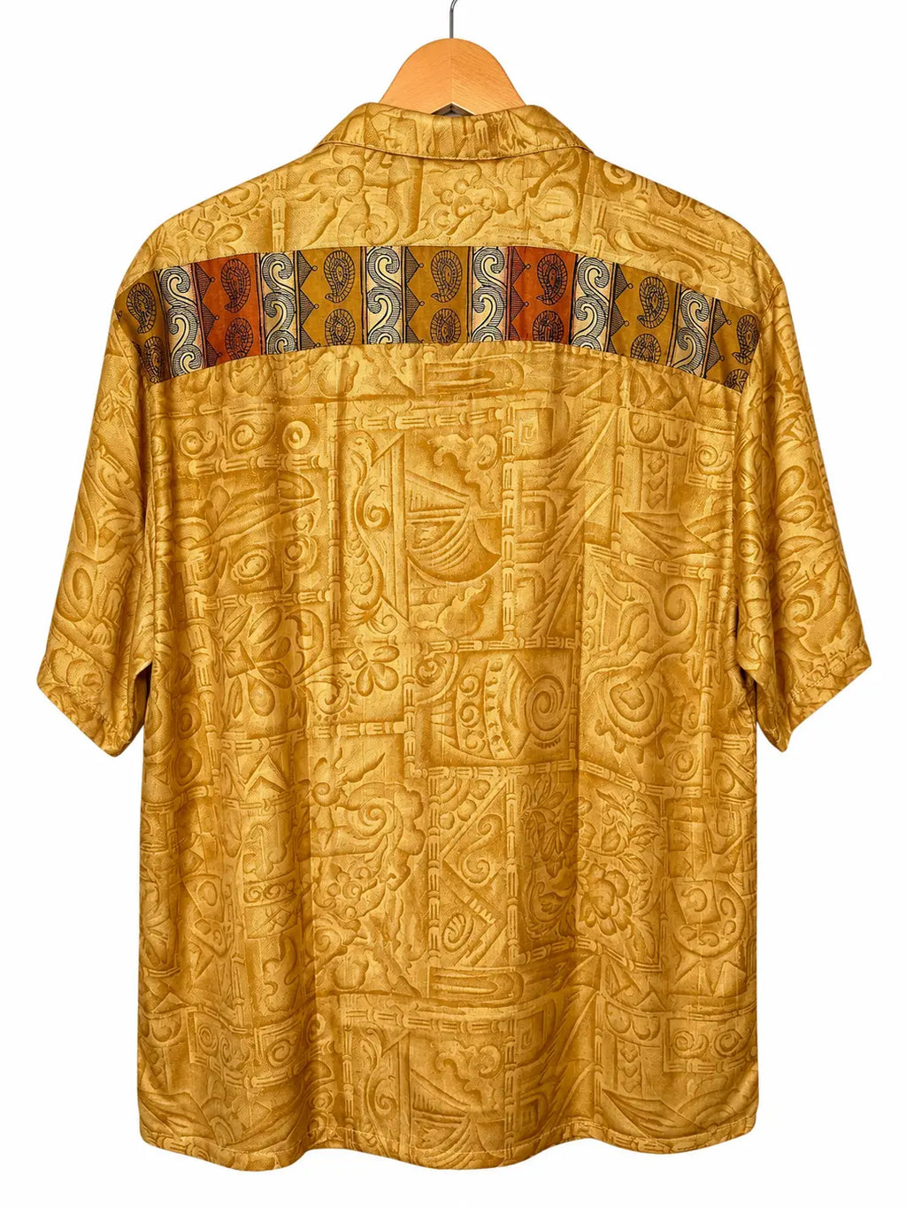 Camicia Etnica in Seta Sari Oro Tono su Tono - Tg S