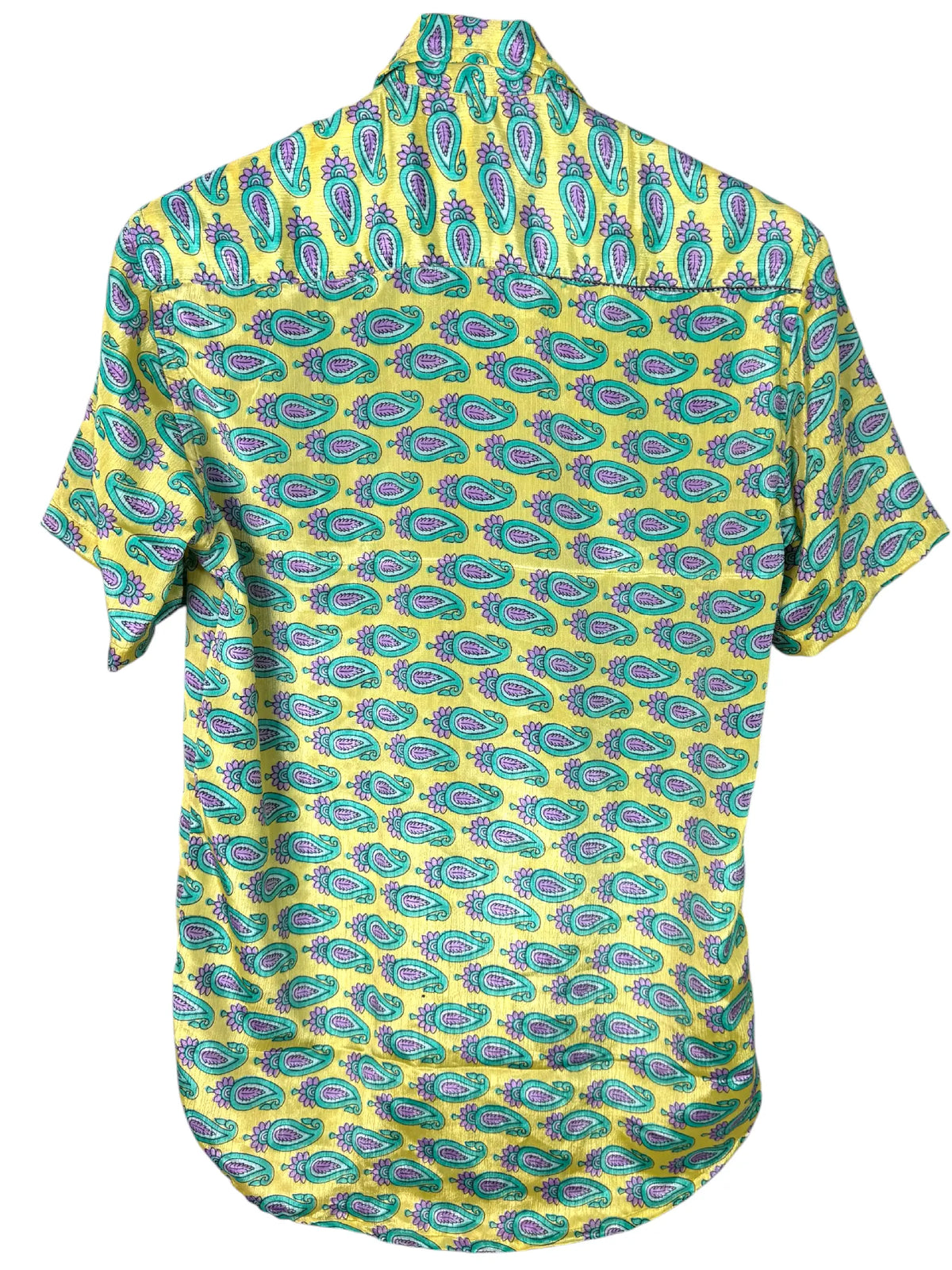 Camicia Sari Etnica Giallo Paisley Turchese Lilla Unisex - Taglia S CAMICIE PARTICOLARI