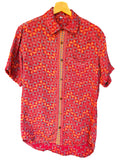 Camicia sari indiani unisex geometrica rossa arancio - Taglia M