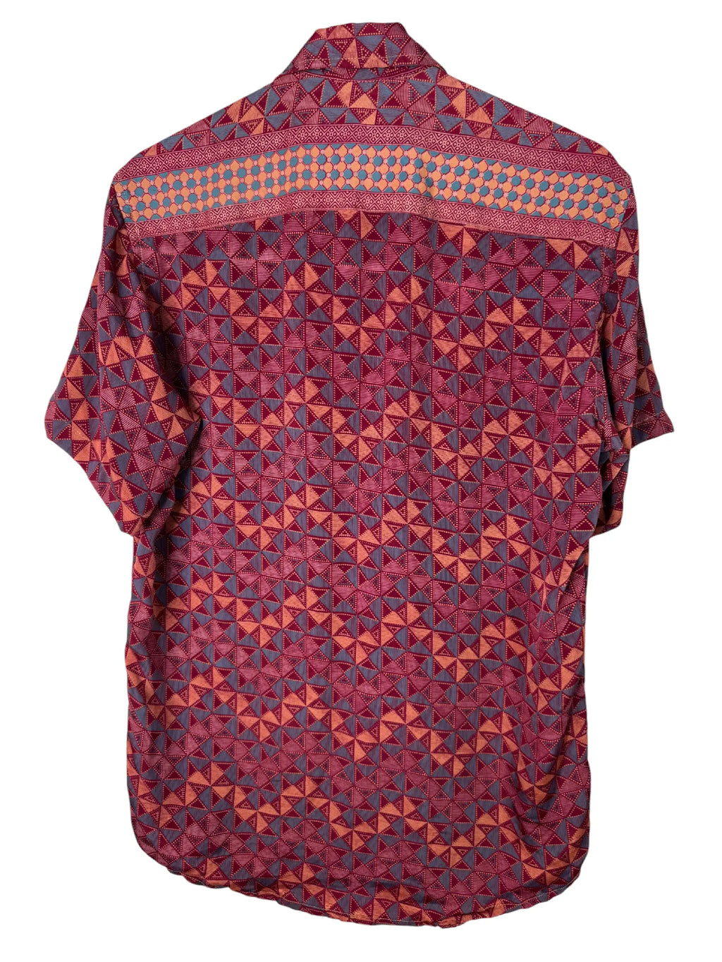 Camicia sari indiani unisex geometrica rossa arancio - Taglia M CAMICIE PARTICOLARI
