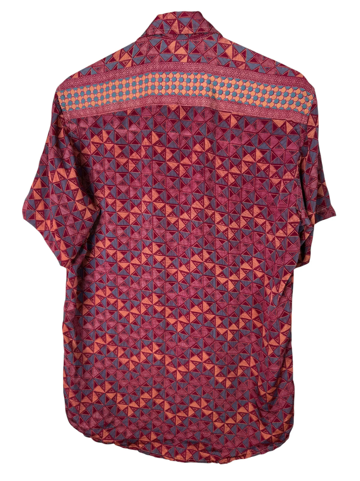 Camicia sari indiani unisex geometrica rossa arancio - Taglia M CAMICIE PARTICOLARI