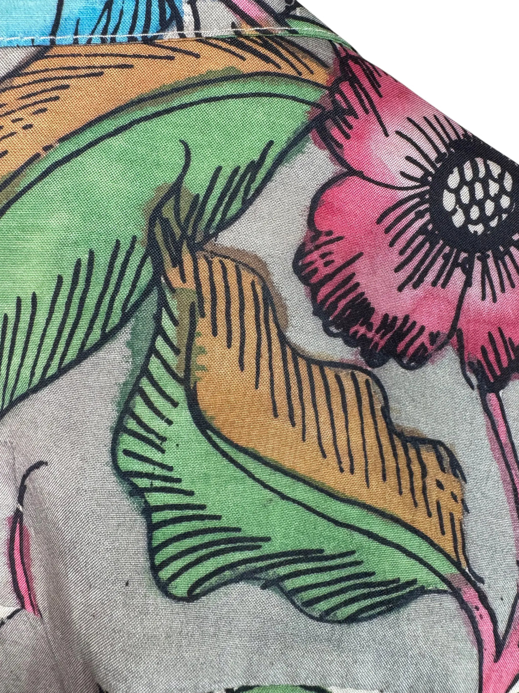 Camicia Etnica Seta Tussar Kalamkari Fiori e Fenice - Tg L