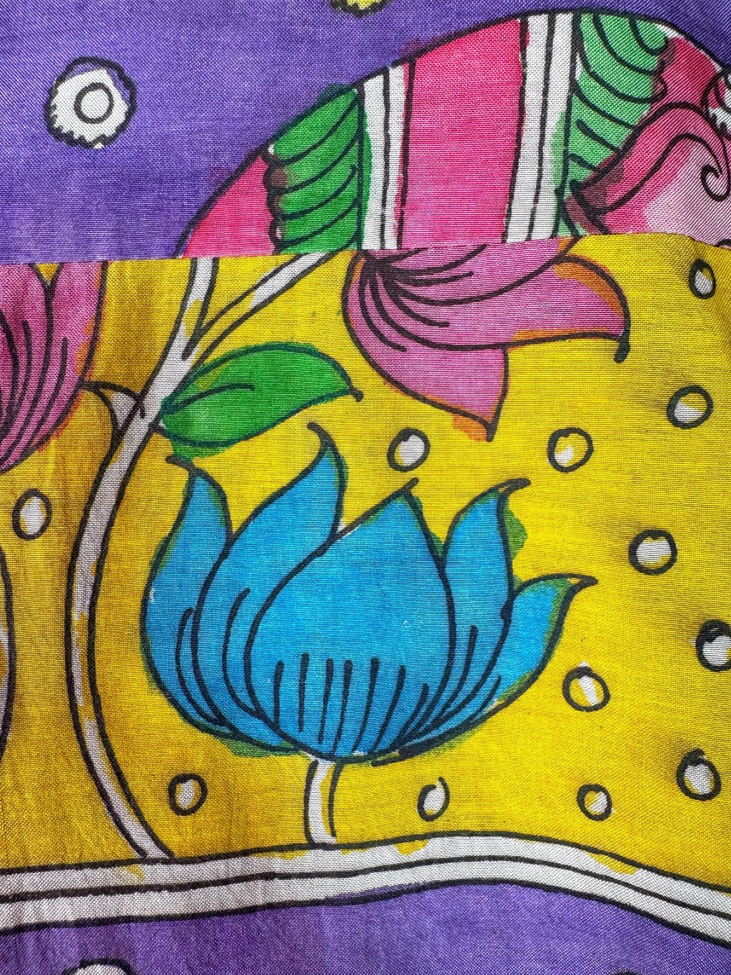 Camicia Etnica Seta Tussar Kalamkari Elefanti Rosa - Taglia L