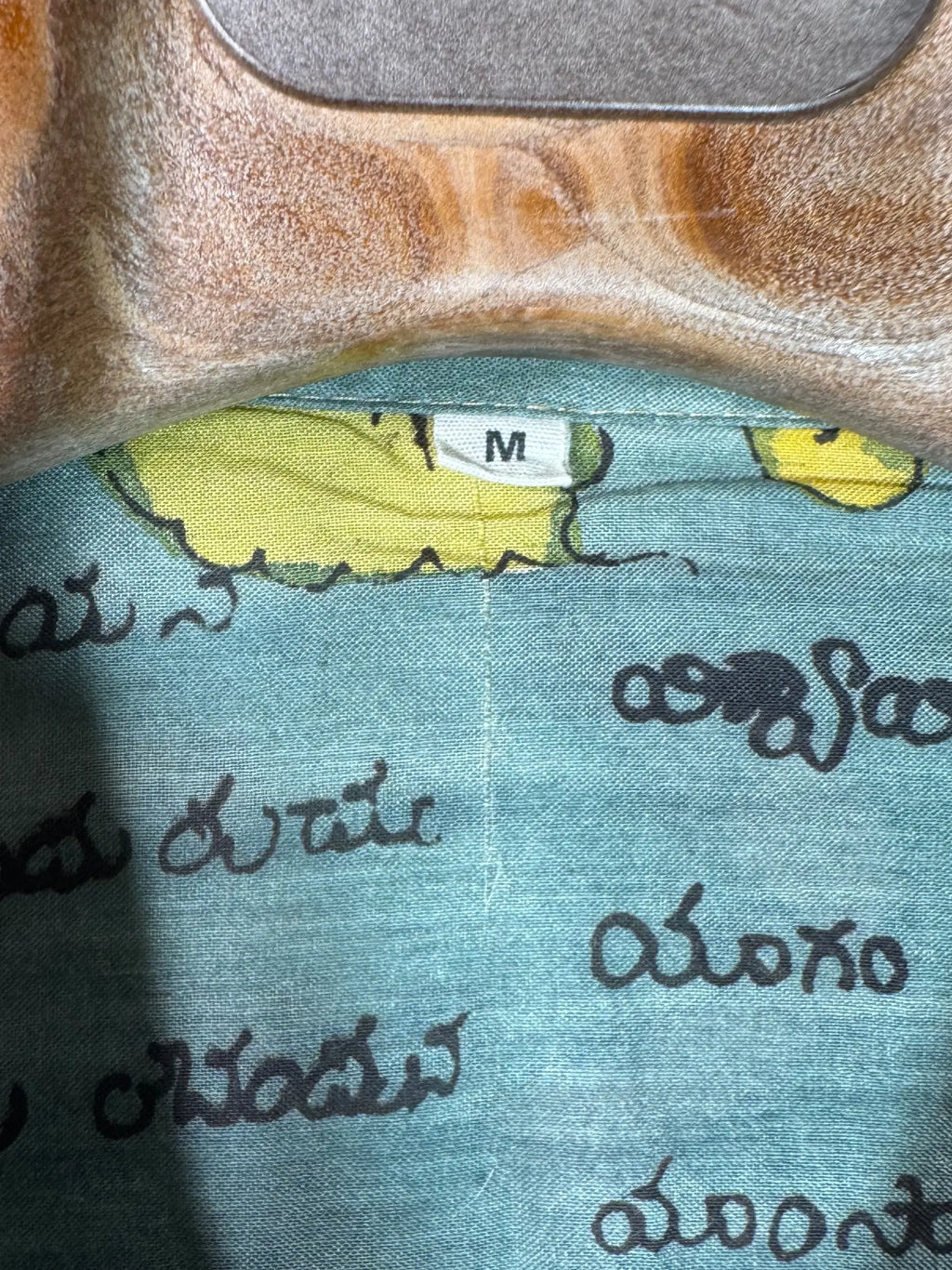 Camicia Etnica Seta Tussar Kalamkari Figure e Scrittura - M