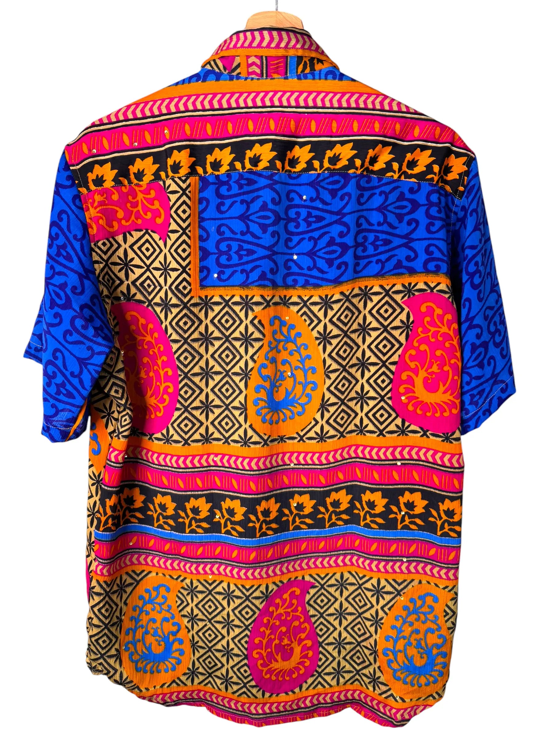 Camicia Particolare Blu e Fucsia - Sari - Taglia L