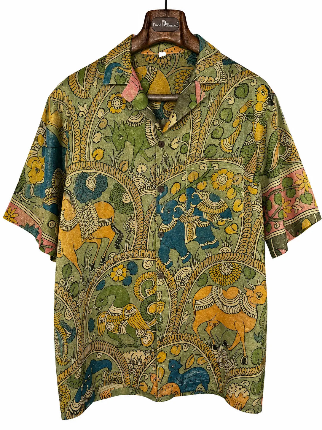 Camicia Etnica Seta Tussar Kalamkari Filo Oro - Tg S