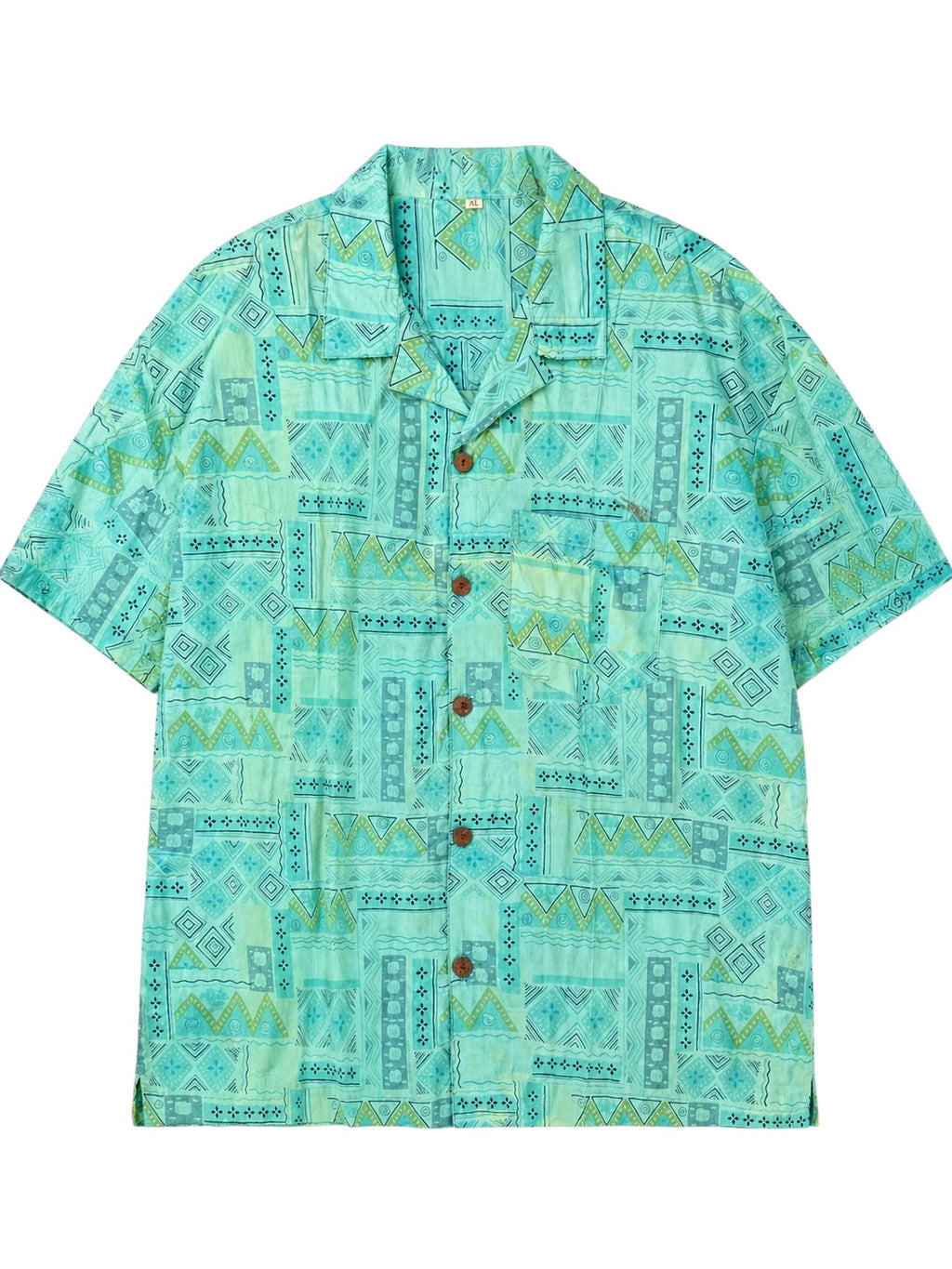 Camicia in Seta Sari Etnica Verde Turchese Unisex - Taglia XL