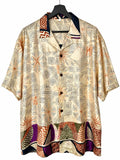 Camicia Etnica in Seta Sari Geometrico Kaleidoscopio - S