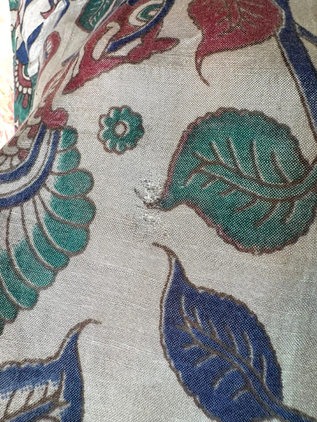 Camicia Etnica Kalamkari Pavoni Cotone Verde Acqua - XL