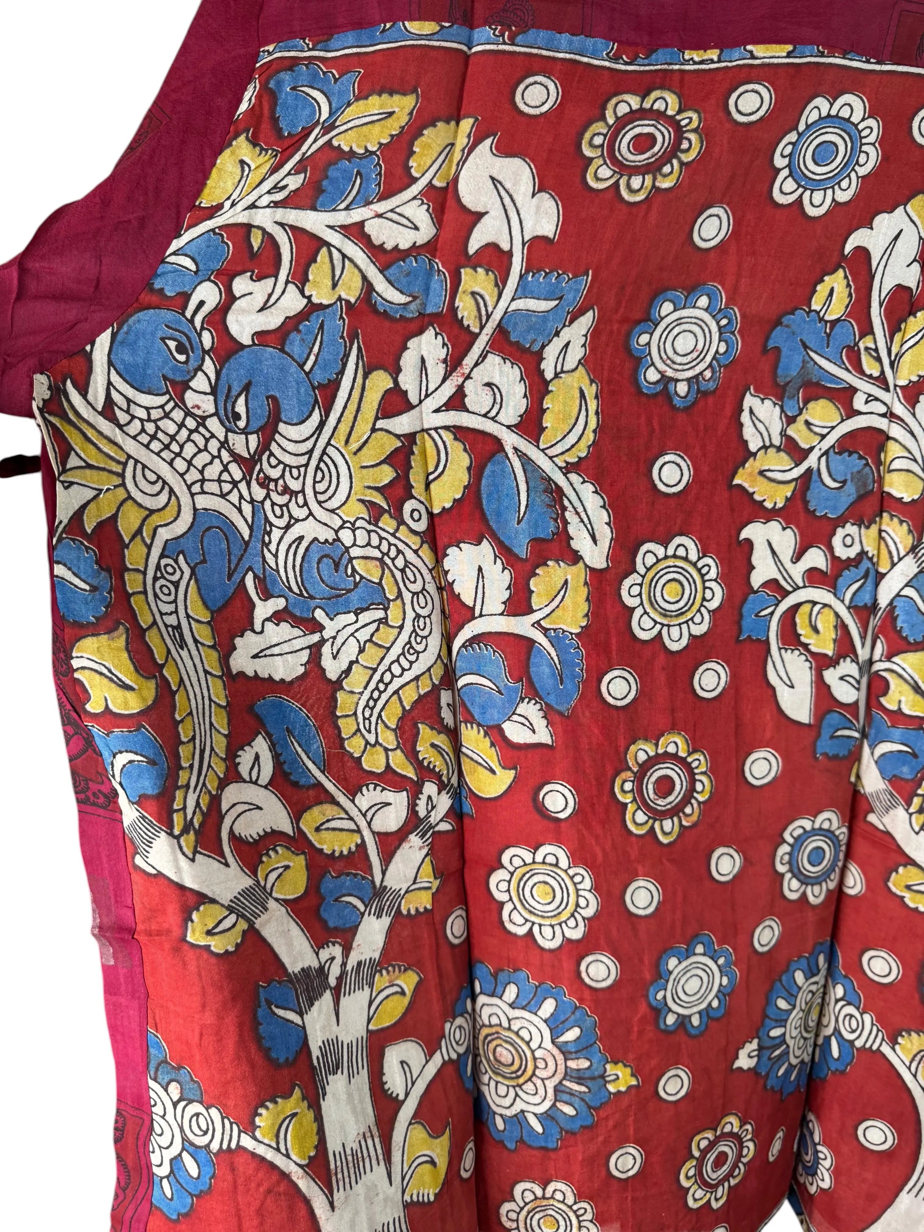 Camicia Sari Block Print Fucsia Pannelli Mitologici Unisex - Taglia M CAMICIE PARTICOLARI