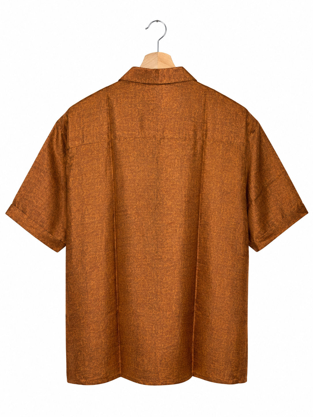 Camicia in Seta Sari Tono su Tono Ambra e Rame Unisex - Taglia S