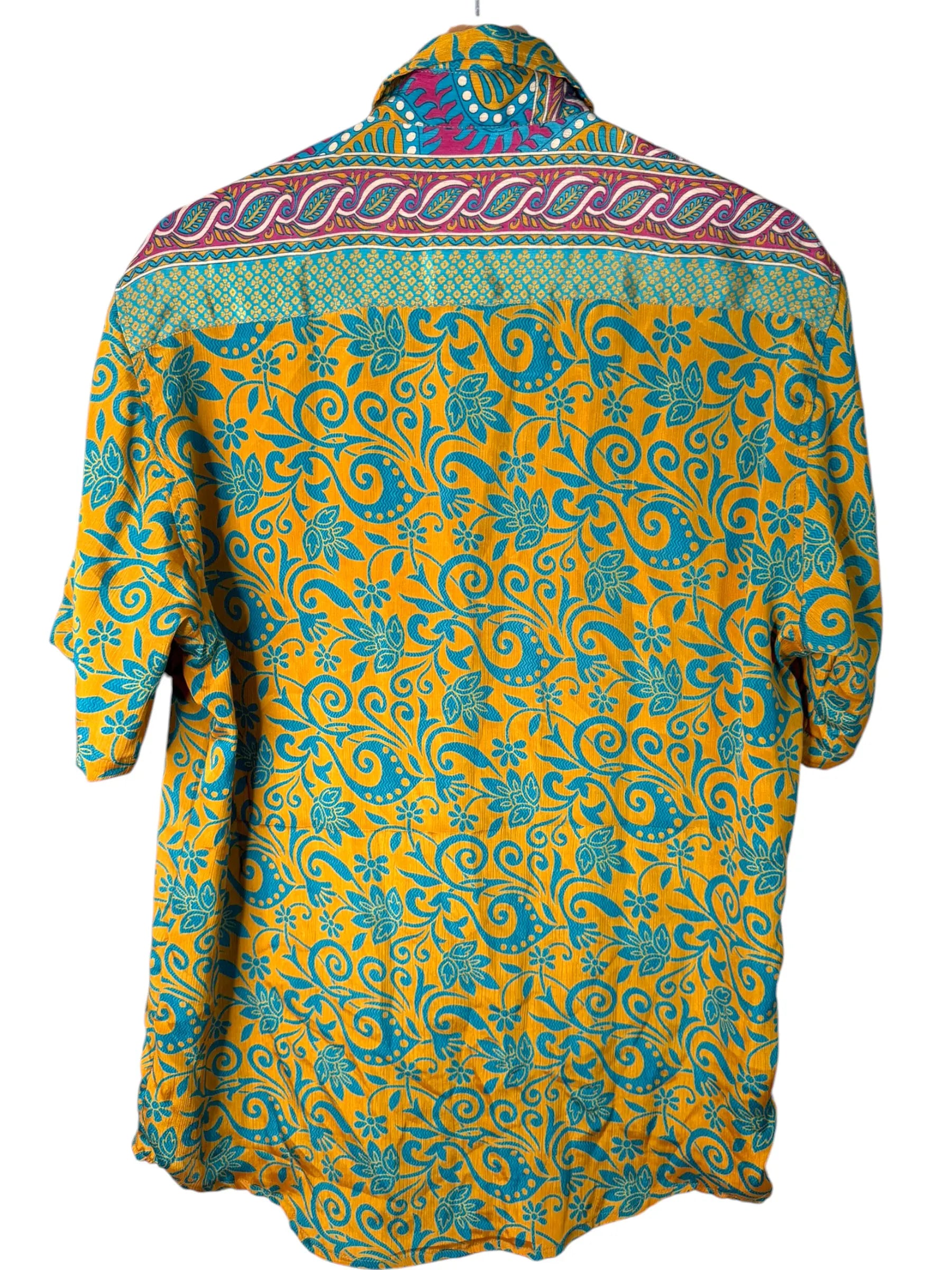 Camicia Particolare Arancione e Turchese - Sari - Taglia L
