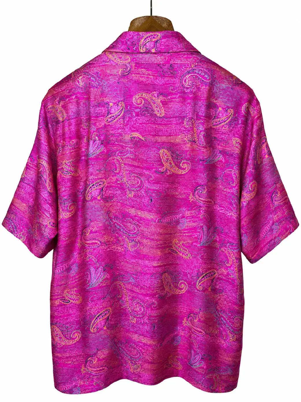 Camicia Etnica in Seta Sari Vintage Paisley Fucsia - Taglia S