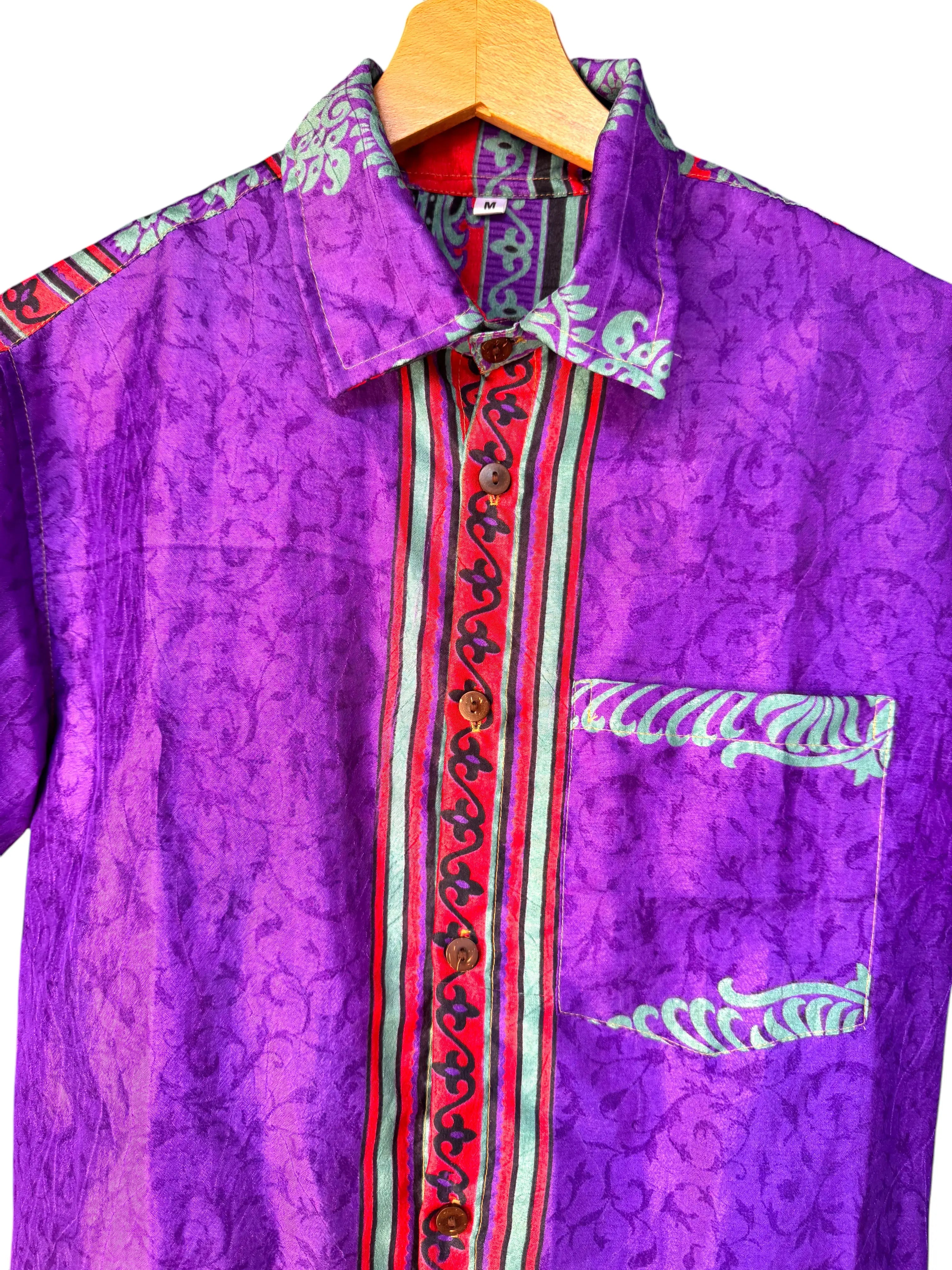 Camicia sari indiani unisex viola paisley etnica Unisex - taglia M