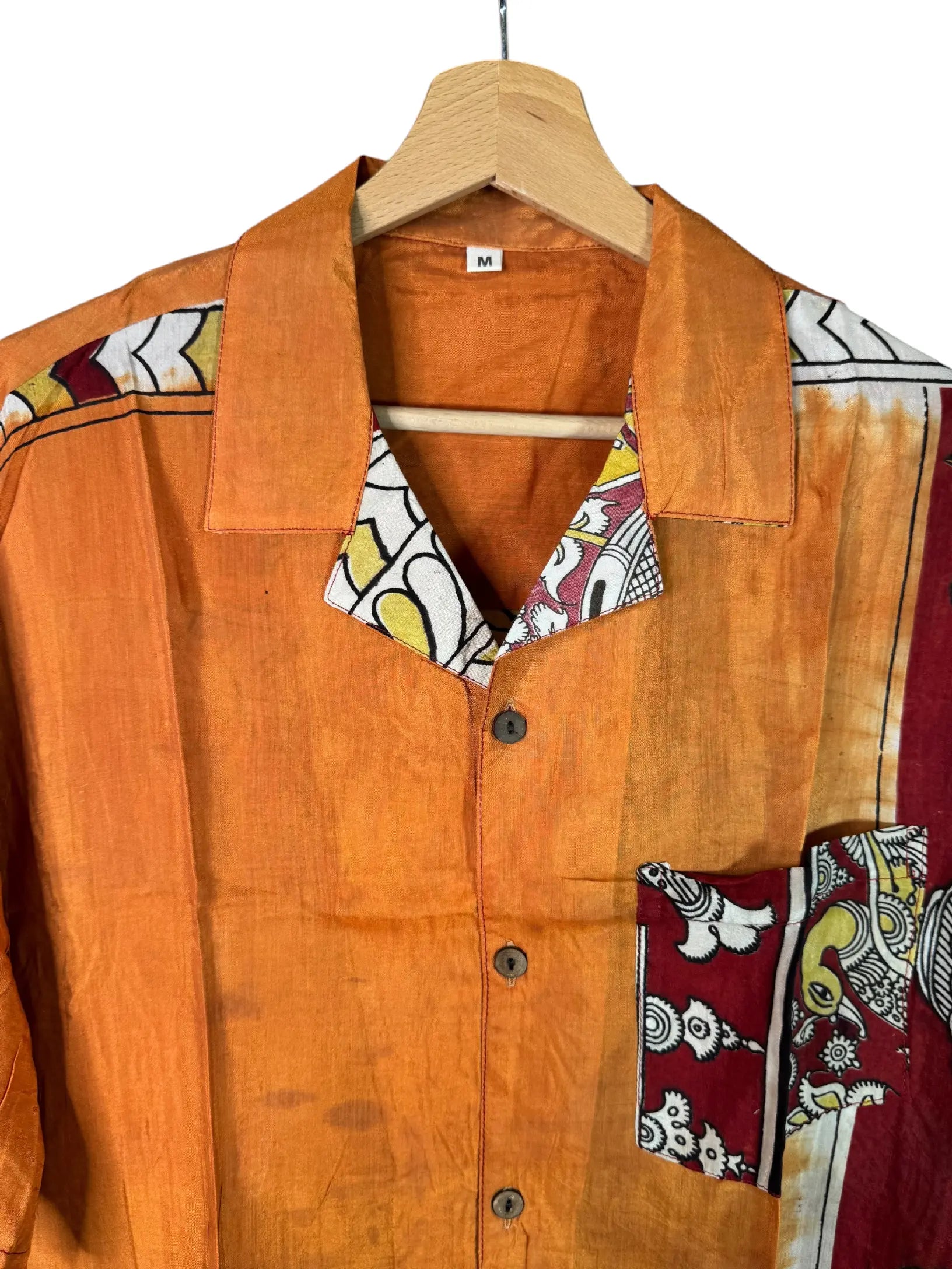 Camicia Etnica Sari Block Print Arancio Danzatrici - Taglia M CAMICIE PARTICOLARI