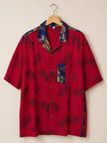 Camicia Etnica Sari Block Print Farfalle Rosso - Taglia L