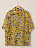 Camicia Etnica Sari Block Print Scene Narrative - Taglia S