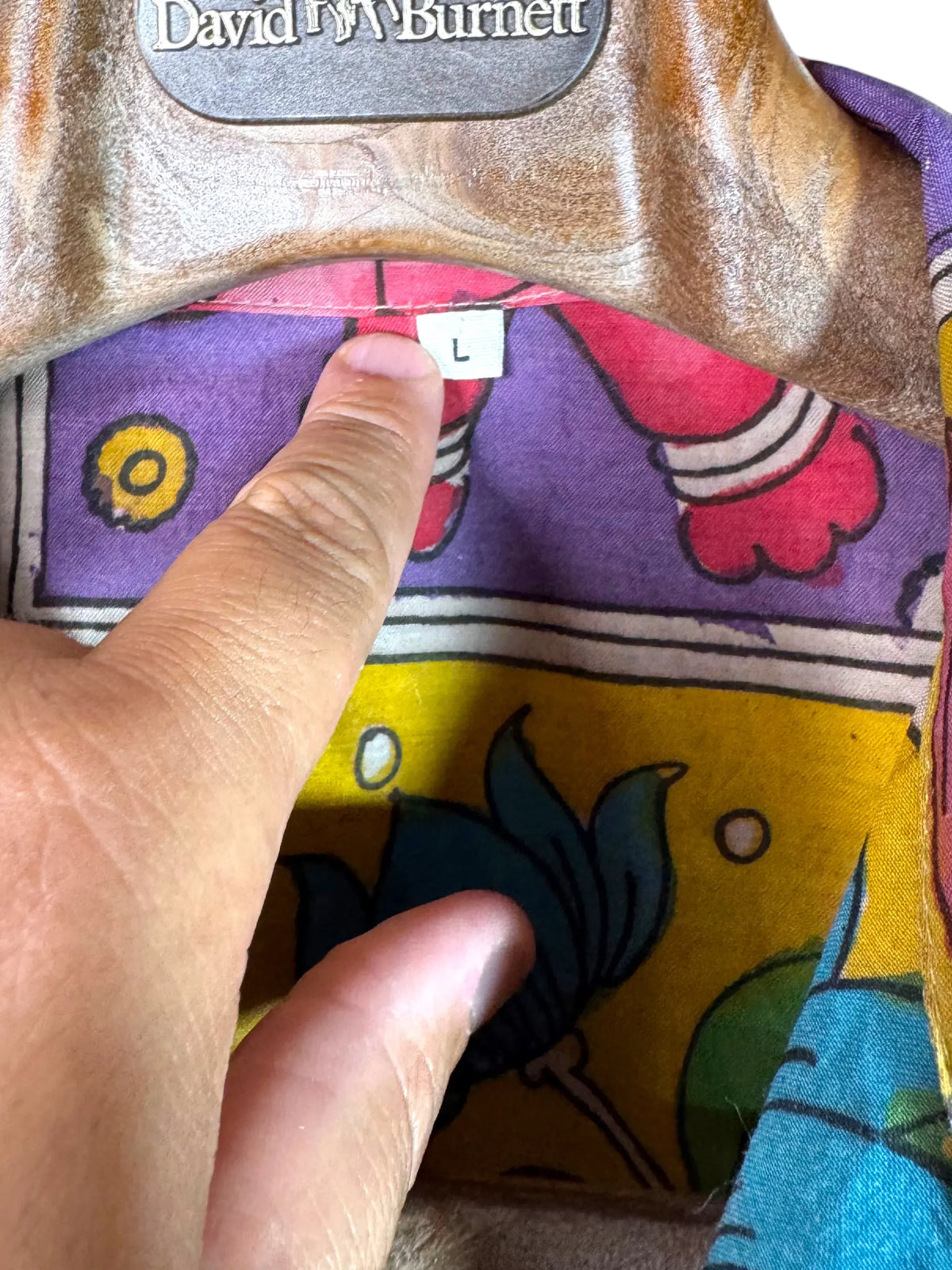 Camicia Etnica Seta Tussar Kalamkari Elefanti Rosa - Taglia L