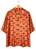 Camicia Etnica in Seta Sari Foglie Rame Zari - Taglia M