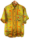 Camicia Sari Geometrica Giallo Zafferano e Rosso Unisex - Taglia XL