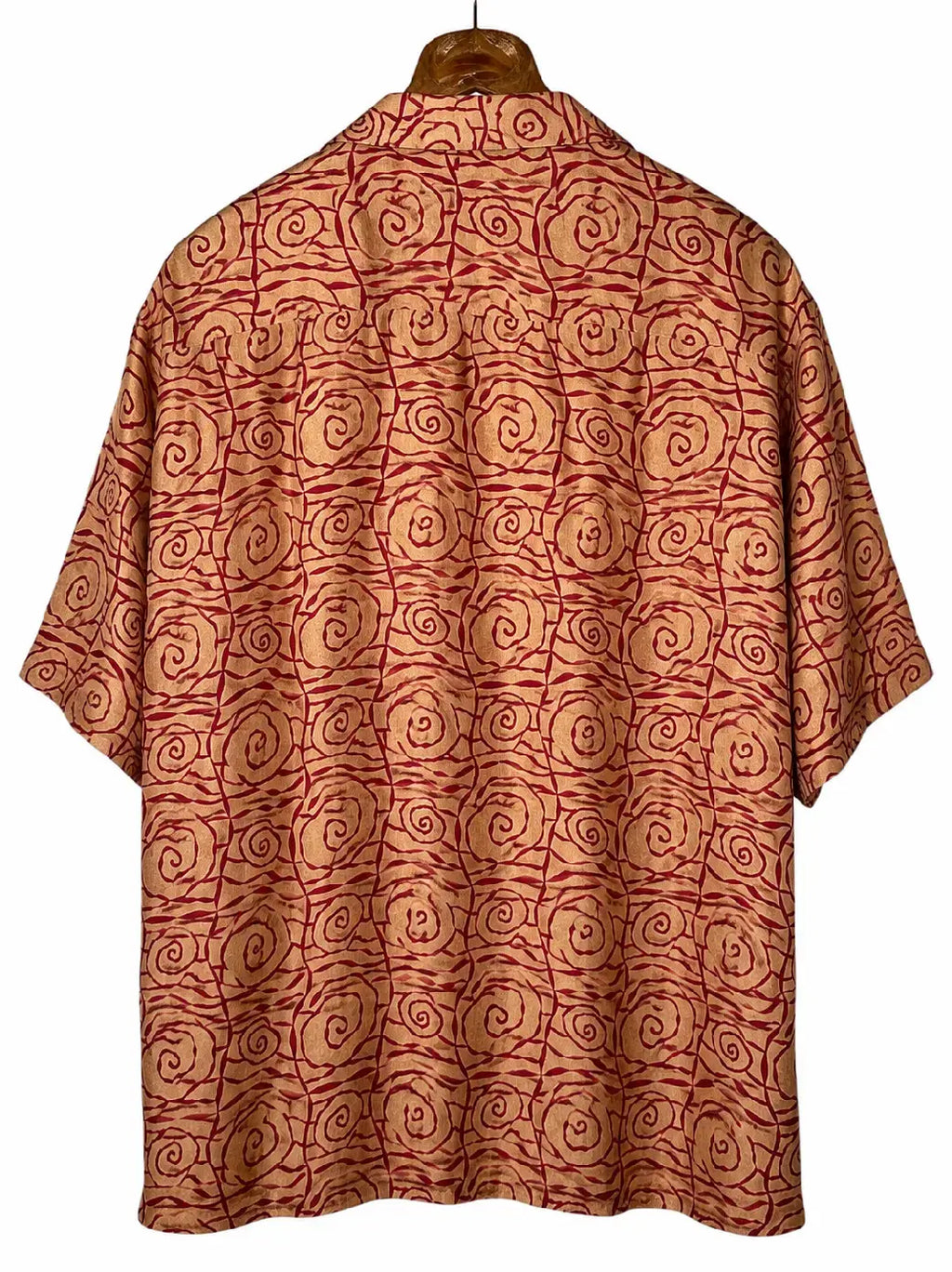 Camicia Etnica Sari Seta Spirali Terracotta - Taglia S