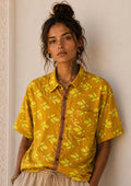 Camicia Etnica Senape Fantasia Geometrica Vintage - Taglia S CAMICIE PARTICOLARI