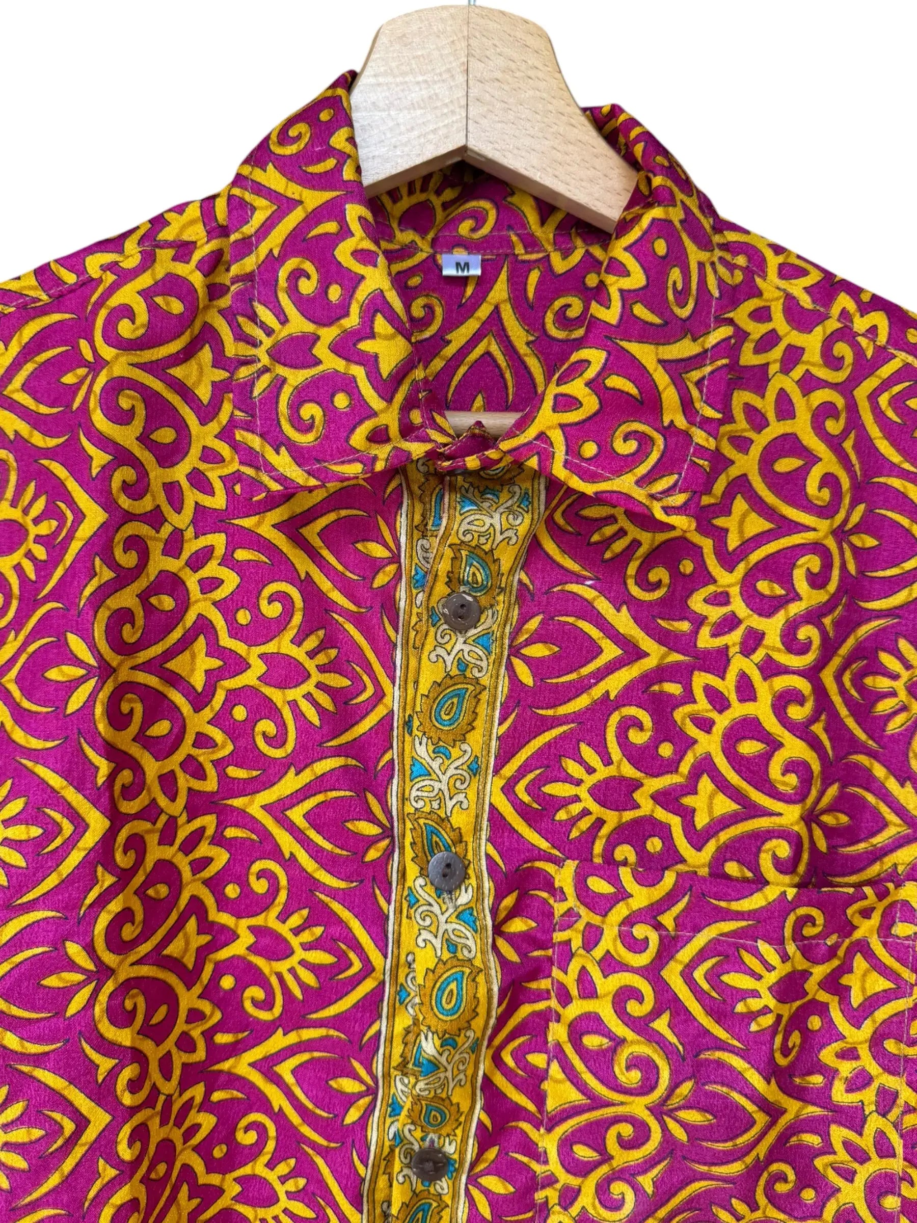 Camicia Etnica Fucsia e Oro Fantasia Orientale - Taglia M