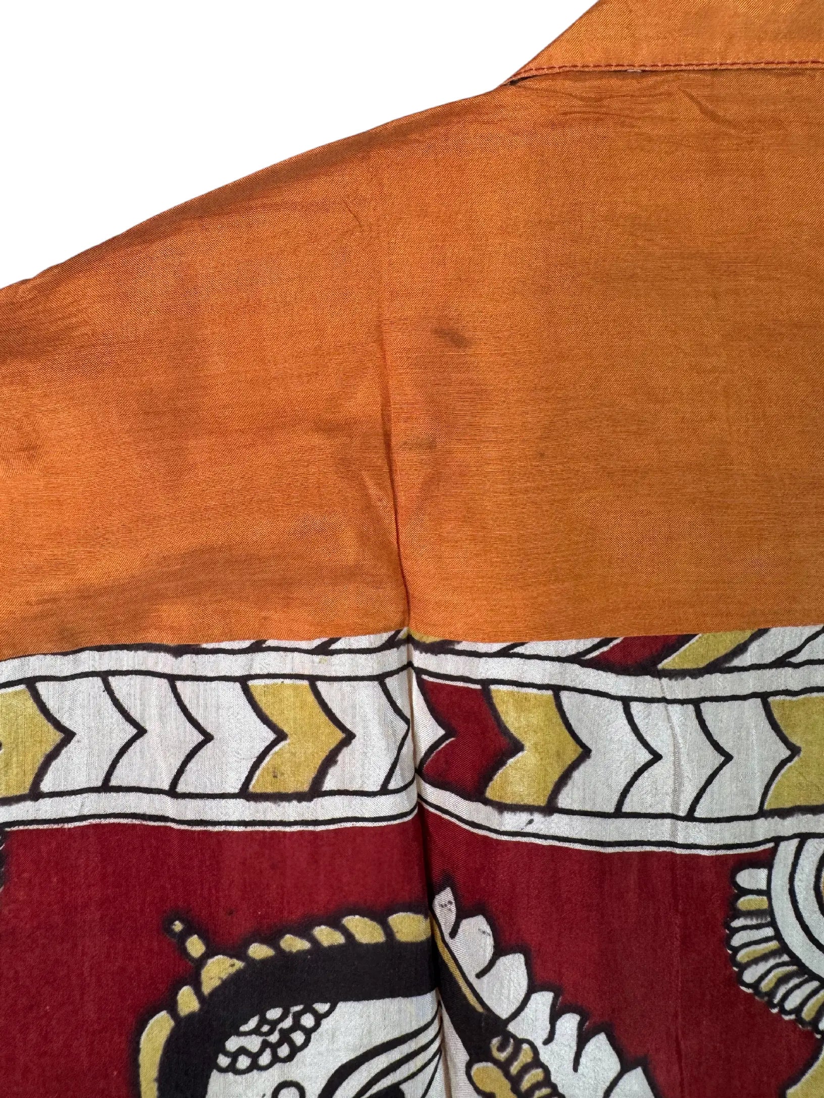 Camicia Etnica Sari Block Print Arancio Danzatrici - Taglia M CAMICIE PARTICOLARI