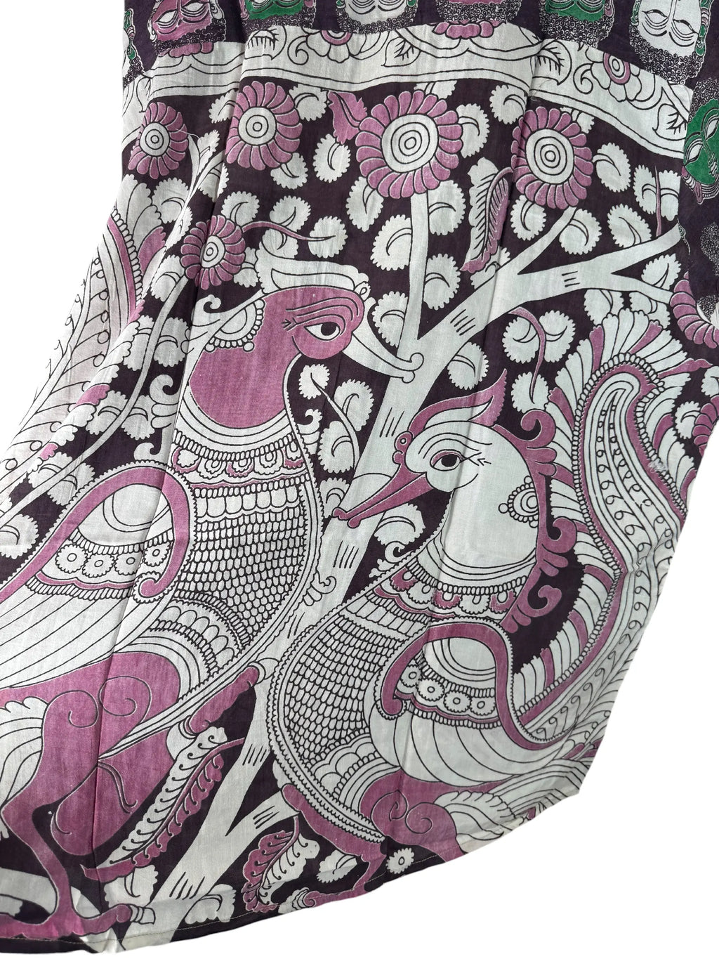 Camicia Kalamkari Block Print Volti Divini e Uccelli Unisex - Taglia XL CAMICIE PARTICOLARI