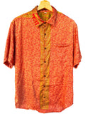 Camicia Etnica Arancio Rosso - Arabesco Cangiante Boho Sari - Taglia L CAMICIE PARTICOLARI