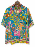 Camicia Etnica Seta Tussar Kalamkari Krishna Tempio - L
