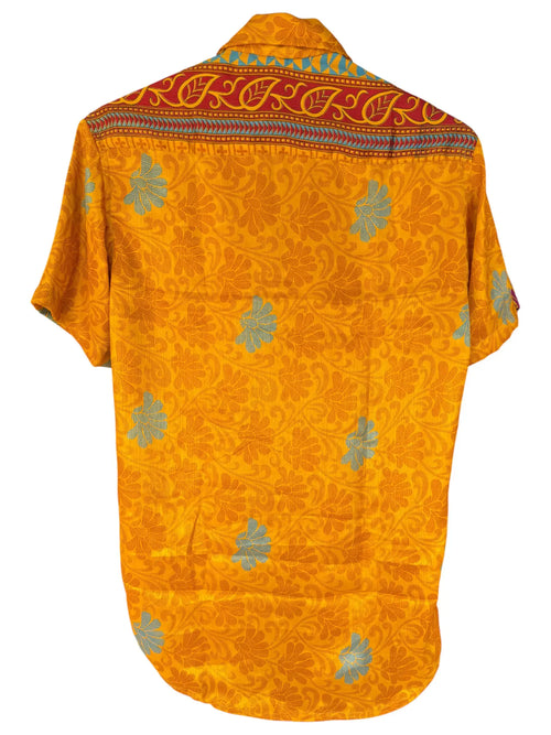 Camicia Etnica Arancione Fantasia Floreale Boho - Taglia S