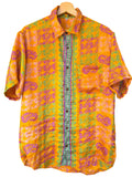 Camicia Etnica Arancio Viola Verde - Paisley Boho Sari - Taglia L