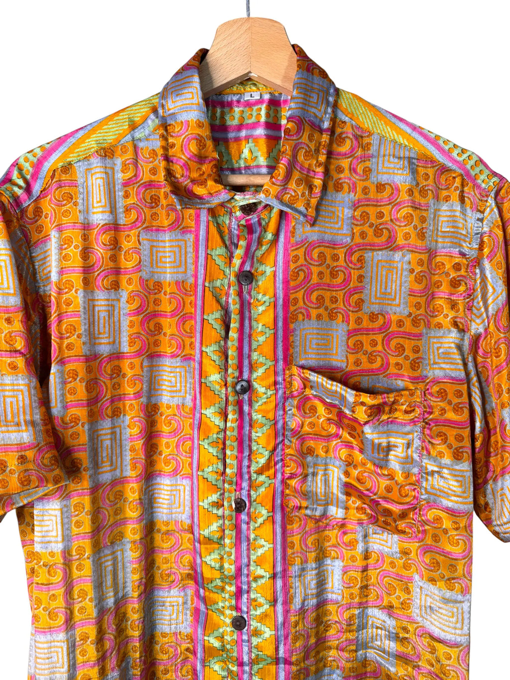 Camicia Particolare Arancio e Rosa - Sari - Taglia L