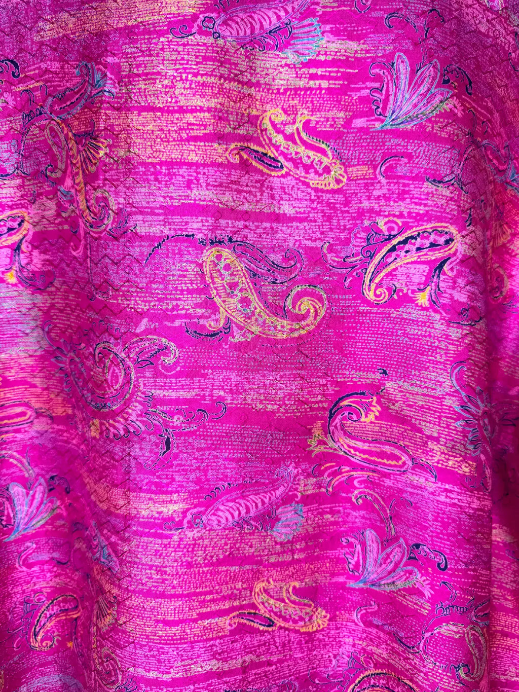 Camicia Etnica in Seta Sari Vintage Paisley Fucsia - Taglia S