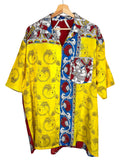 Camicia Etnica Kalamkari Divinità Cotone Giallo - Taglia L