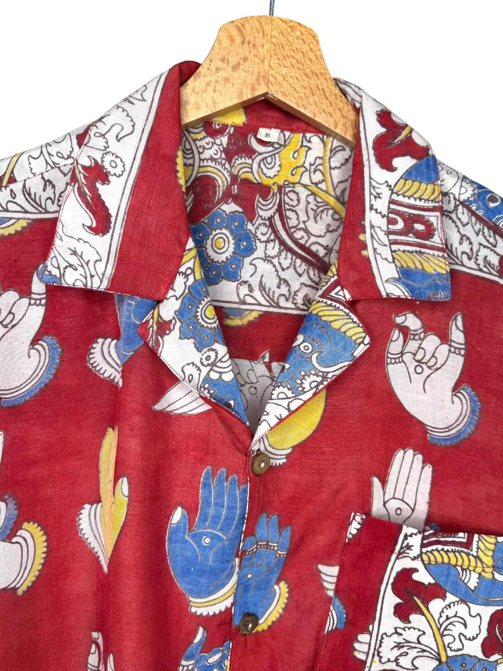 Camicia Etnica Kalamkari Mudra Rosso - Taglia S