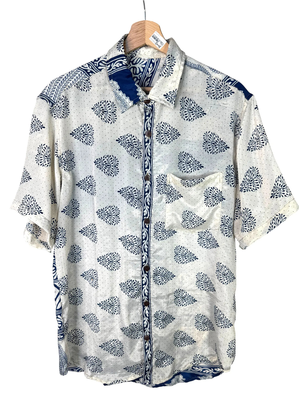Camicia Etnica Sari Paisley Blu Indaco - Taglia L CAMICIE PARTICOLARI