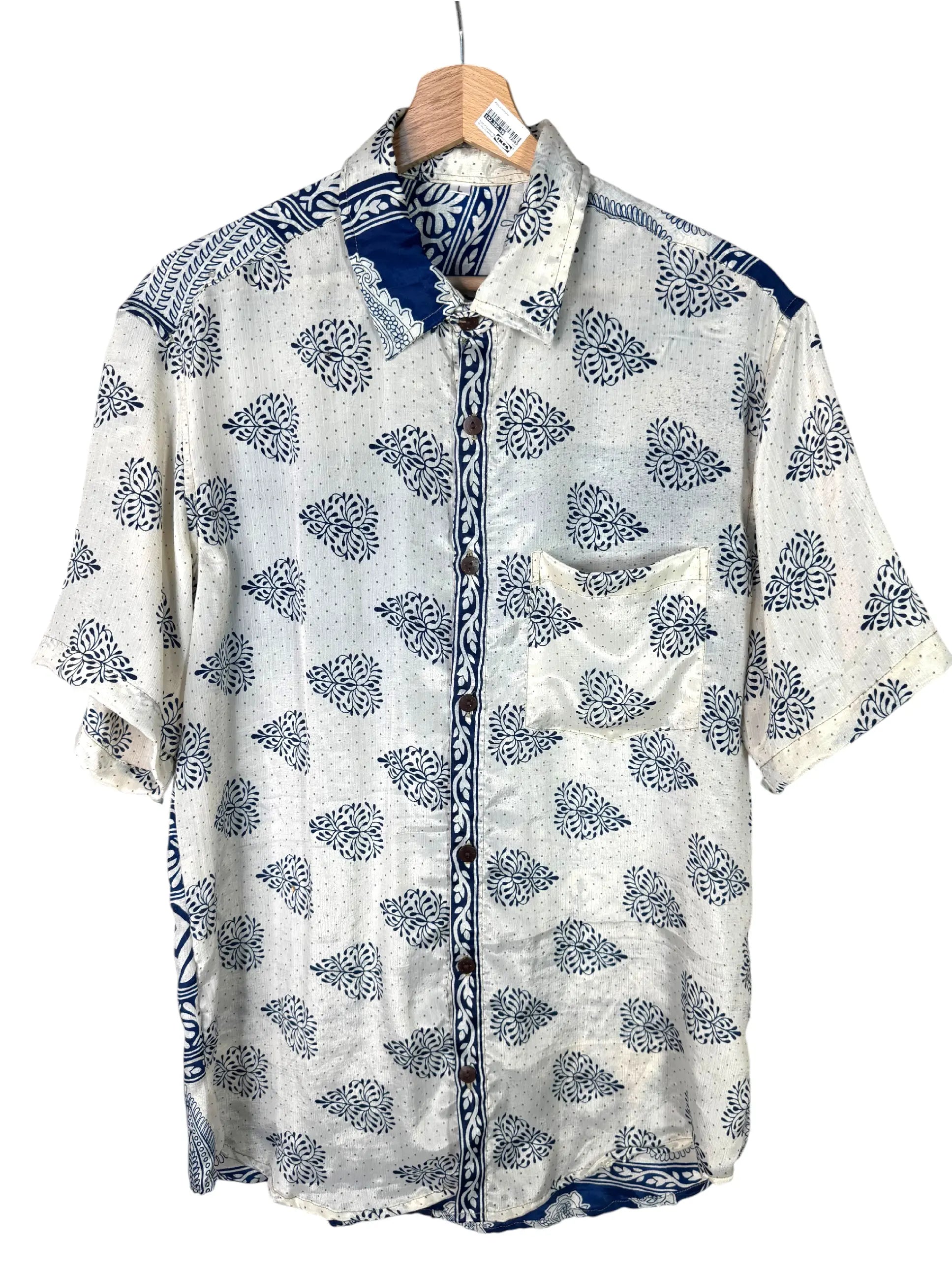 Camicia Etnica Sari Paisley Blu Indaco - Taglia L CAMICIE PARTICOLARI