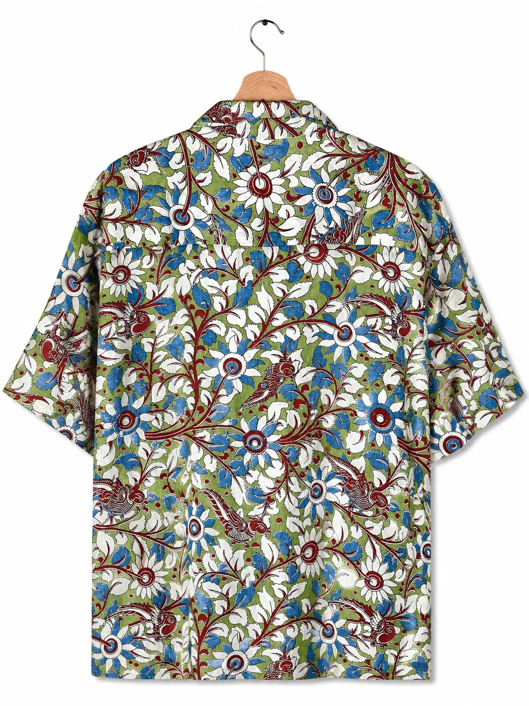 Camicia Etnica Sari Block Print Floreale Verde Blu Bordeaux - Taglia L CAMICIE PARTICOLARI