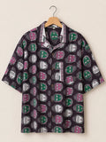 Camicia Etnica Sari Block Print Volti Stilizzati - Taglia L