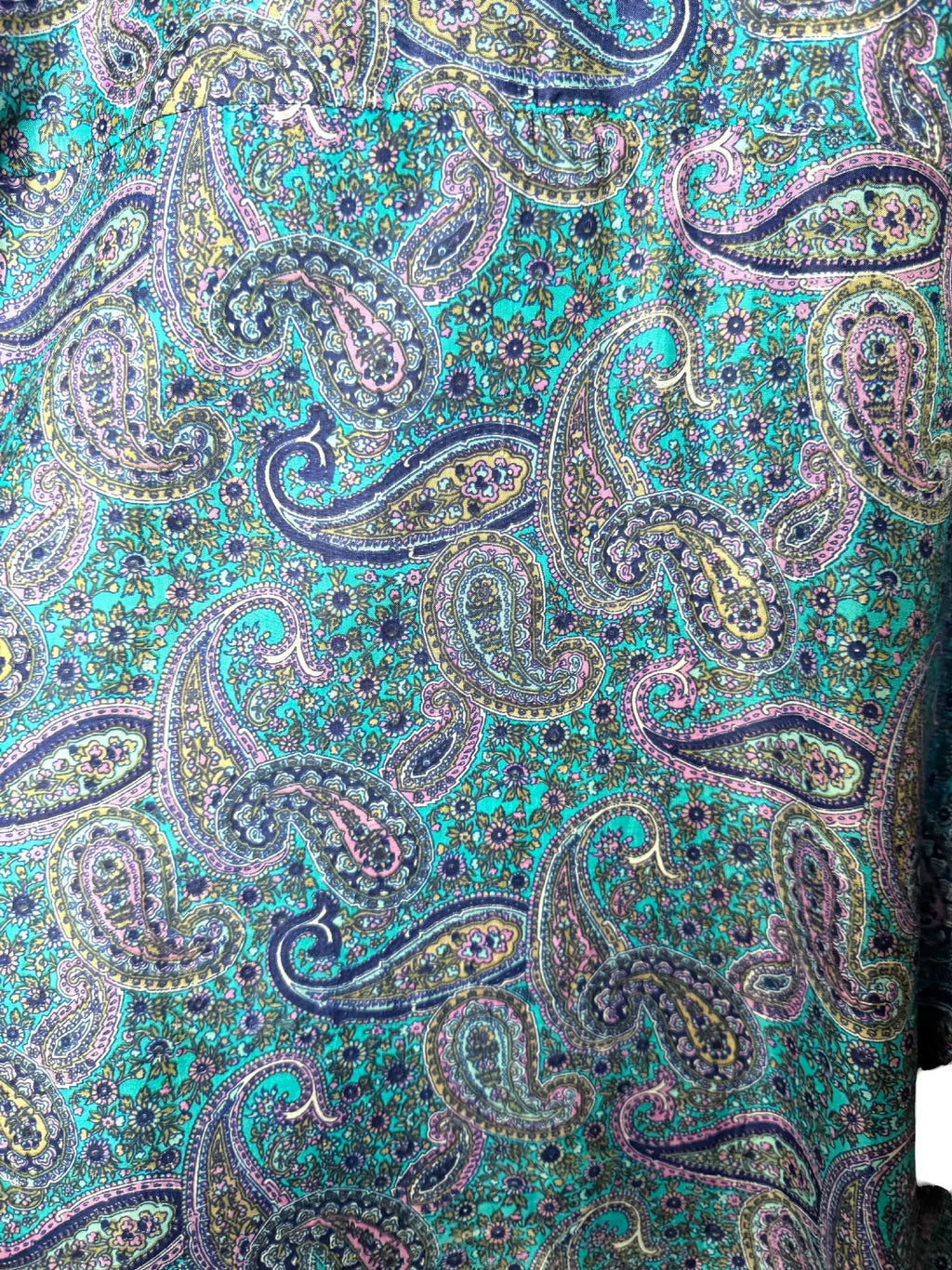 Camicia Etnica Sari Seta Paisley Turchese - Taglia M