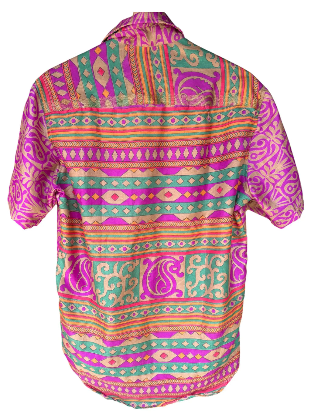 Camicia Etnica Rosa e Turchese Fantasia Vintage - Taglia M