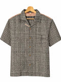 Camicia in Seta Sari Antracite con Banda Foglie Unisex - Taglia M