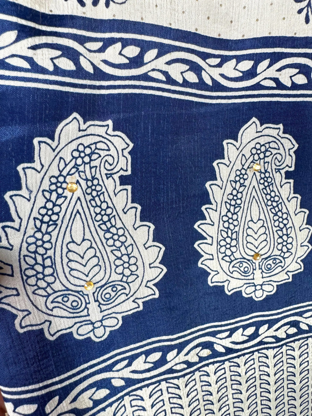 Camicia Etnica Sari Paisley Blu Indaco - Taglia L CAMICIE PARTICOLARI